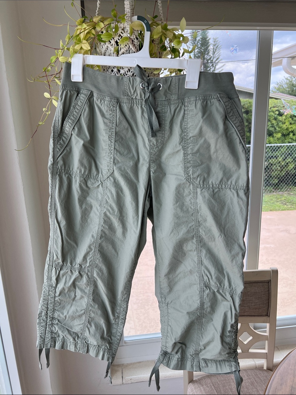 DKNY Olive Green Capris with Drawstring Waist